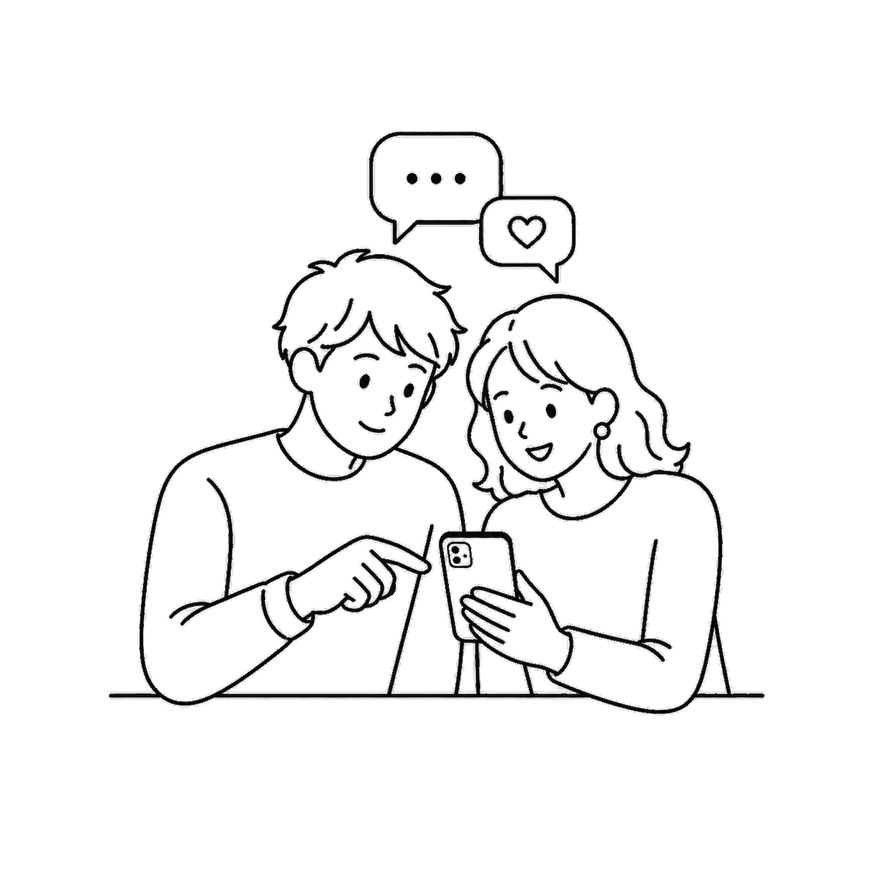LINEで相談するカップル